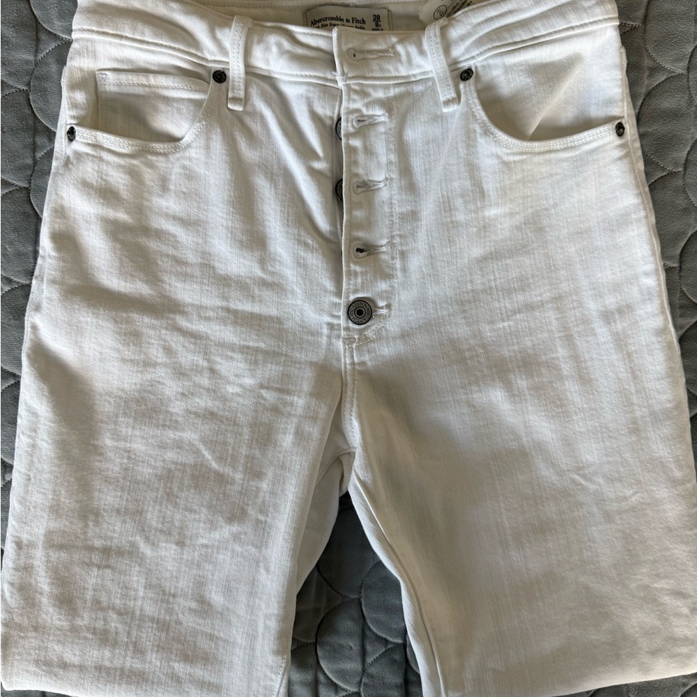 Abercrombie & Fitch High Rise Super Skinny Ankle Jeans White Size 28